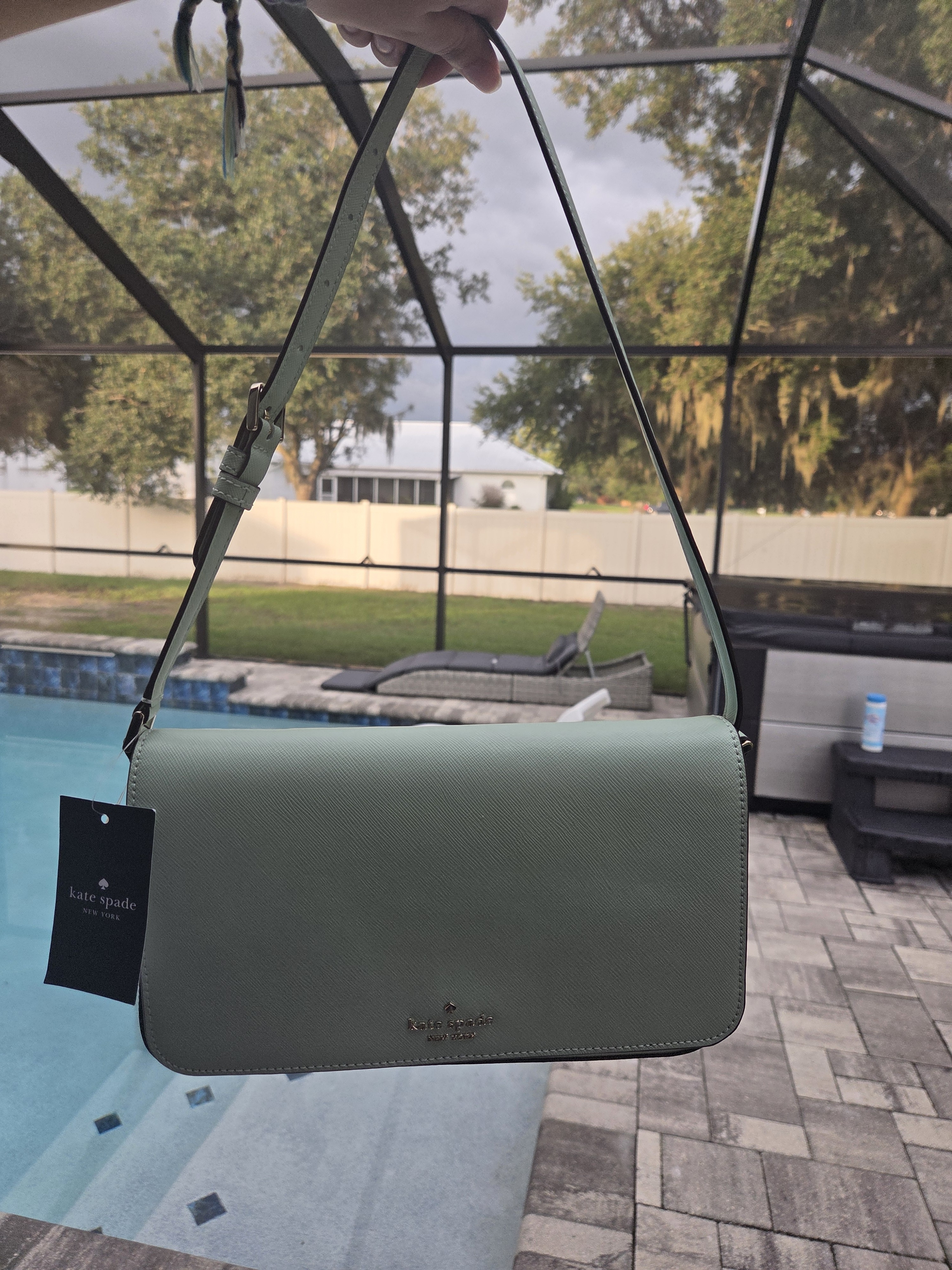 Kate Spade Sage Green Leather Shoulder Bag
